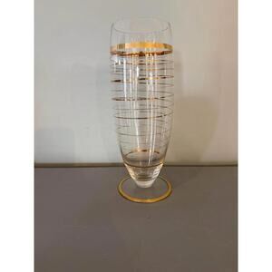 Vintage Elegant Glass Vase Gold horizontal Stripe Design